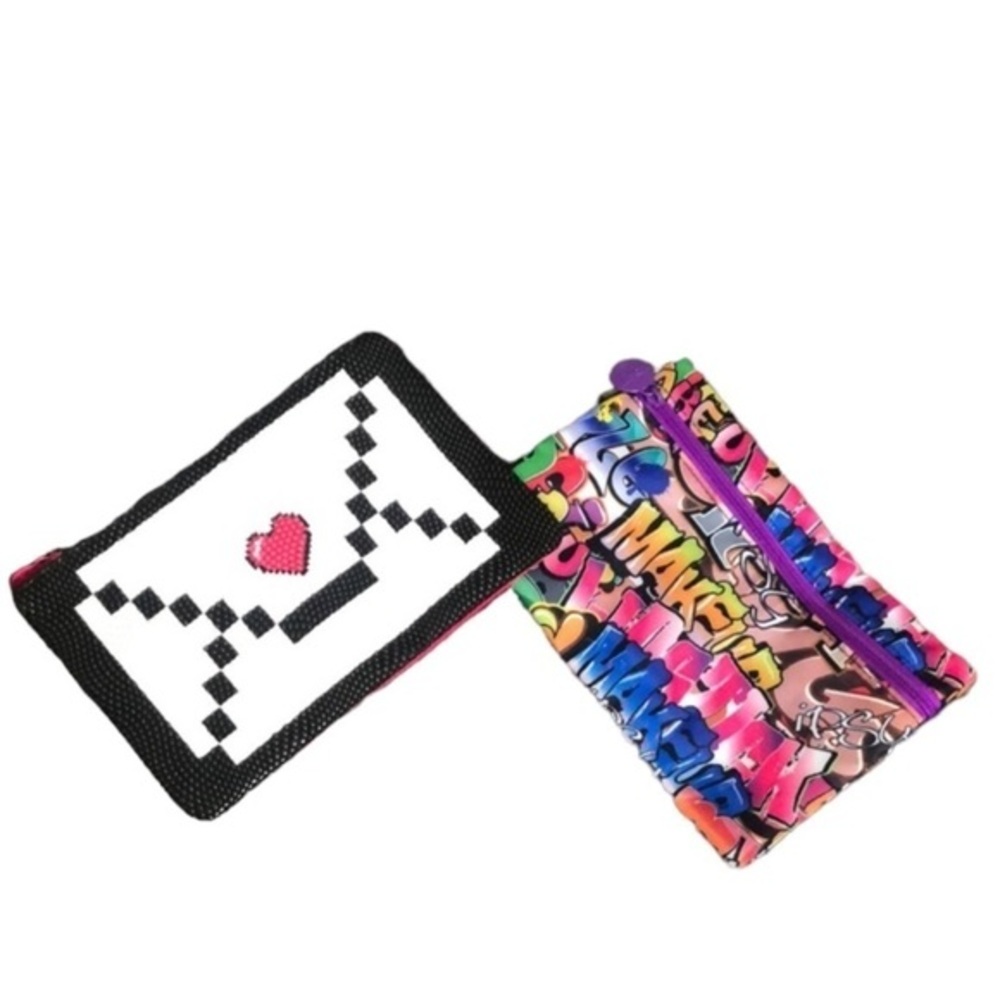Pencil Case Makeup Bag Graffiti Pixel Art Zip Pouch Cosmetic Travel